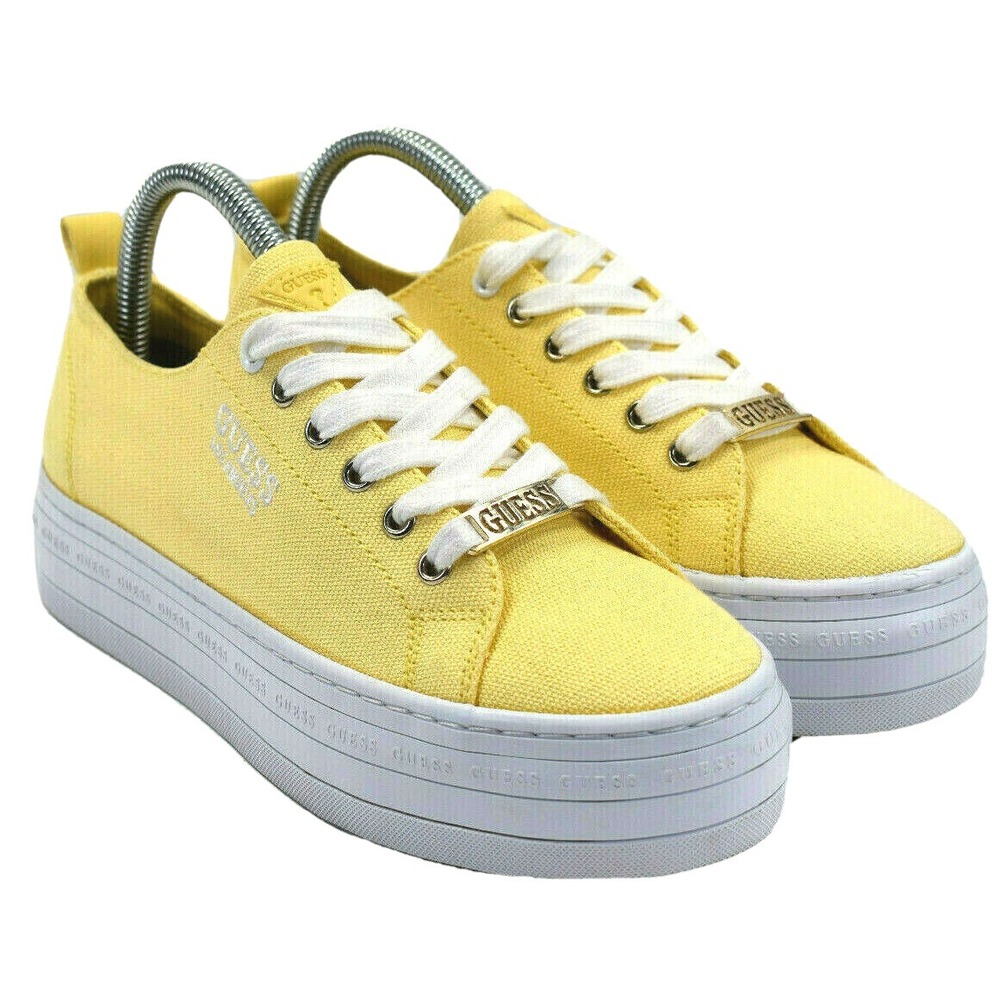 GUESS Jumpin Womens Platform Yellow‎ Canvas Casual Trainer Sneakers Size 7